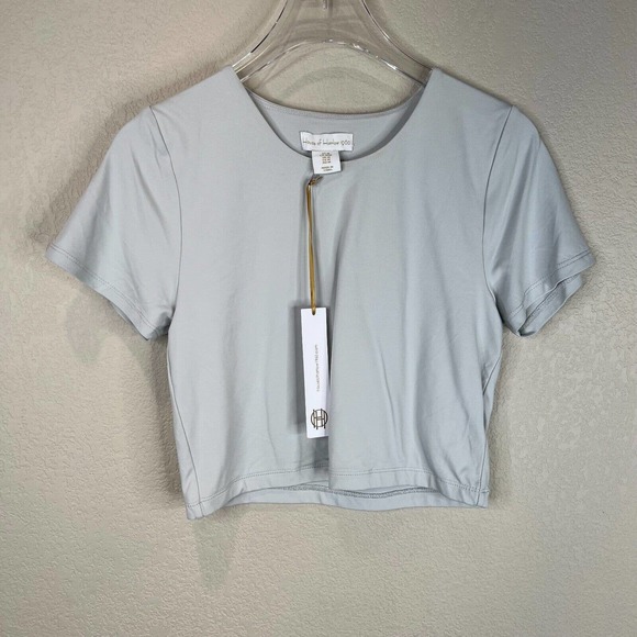 House of Harlow Women's Cropped T-Shirt Short Sleeve Crewneck Gray Size M - Picture 1 of 12